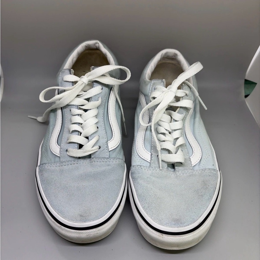 Vans woman’s size 8.5 Sky Blue and White suede and canvas skate Sneakers